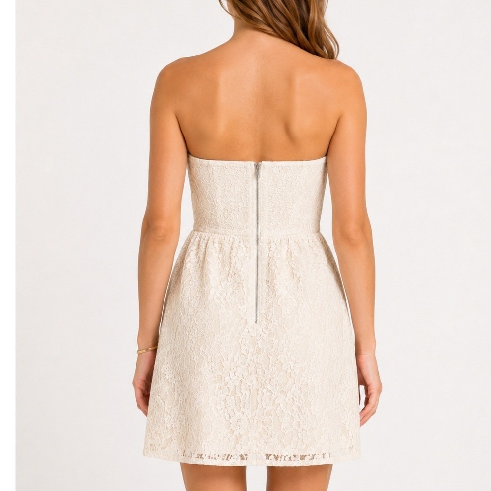 Free People I Heart Lace Strapless Mini Dress Ivory Size 4 - Picture 2 of 10